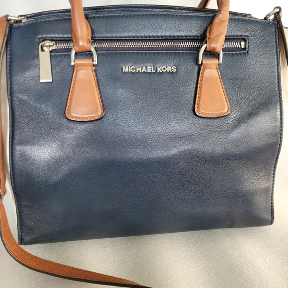 Michael Kors Large Sophie Zip Top Satchel Colorblock Leather With Strap - Picture 3 of 15